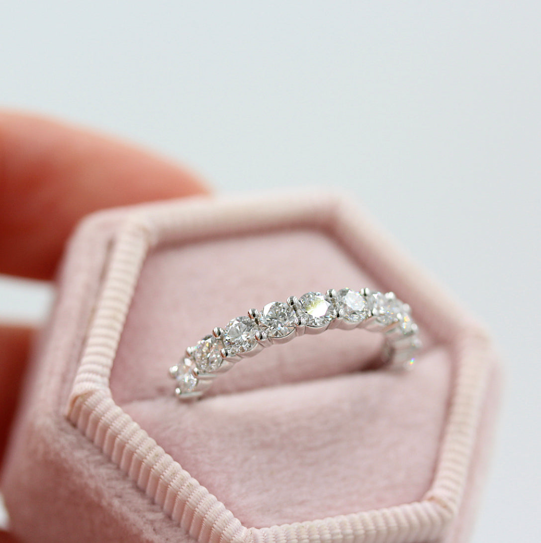 1 TCW Round Half Eternity Moissanite Wedding Band