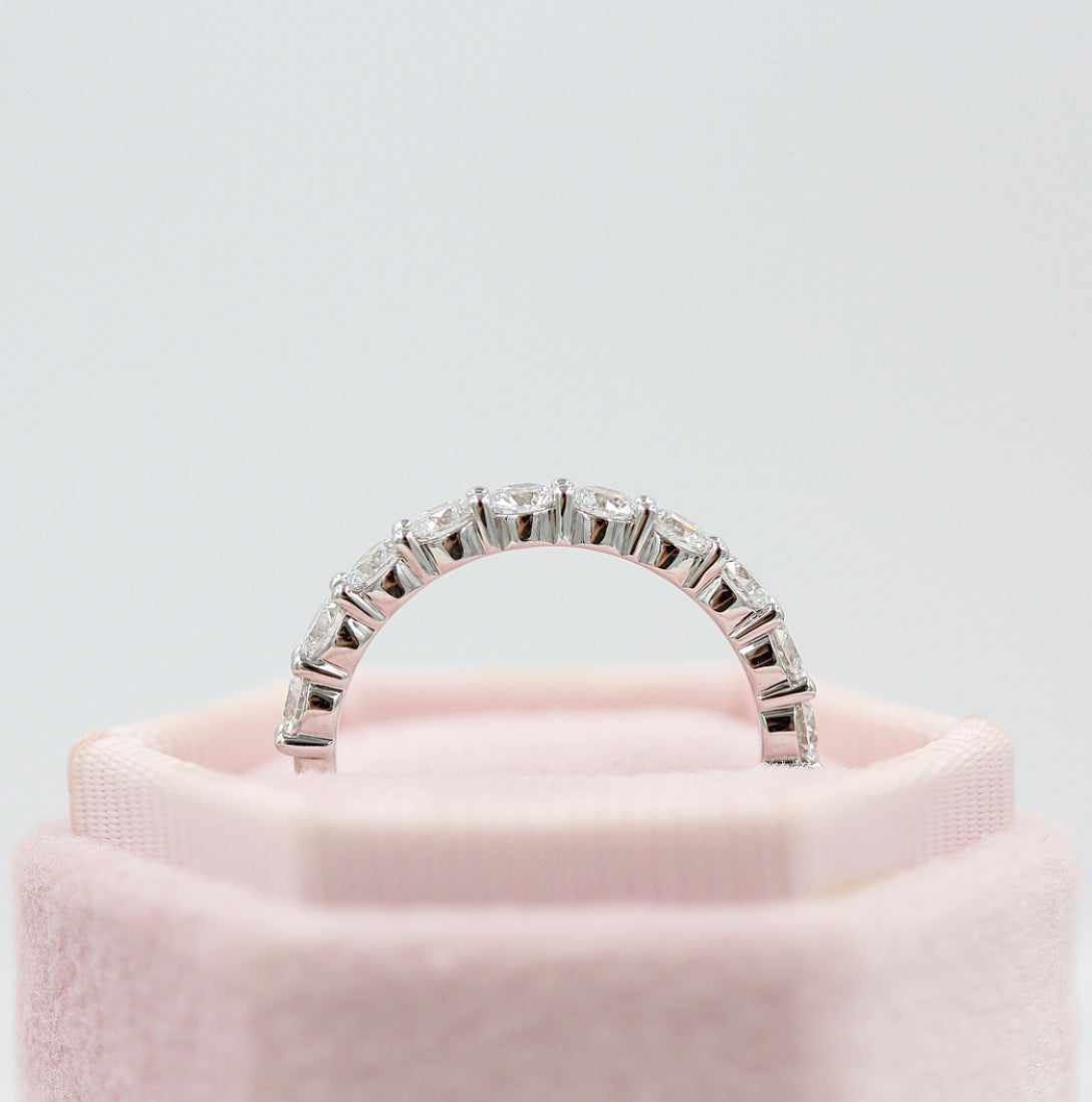 1 TCW Round Half Eternity Moissanite Wedding Band