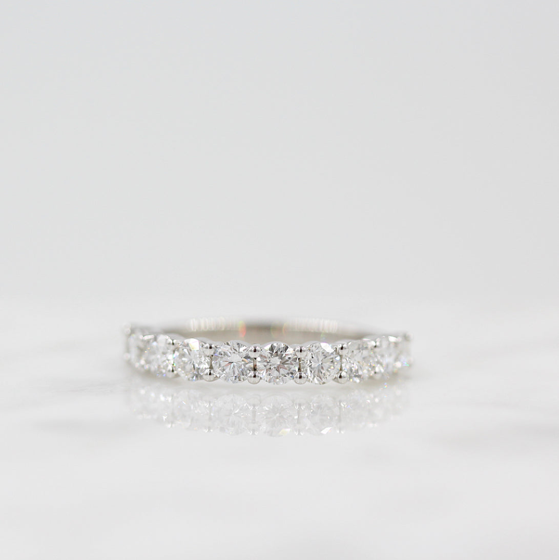 1 TCW Round Half Eternity Moissanite Wedding Band