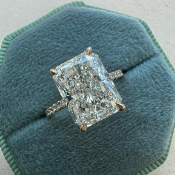 2.43 CT Radiant Hidden Halo Moissanite Engagement Ring