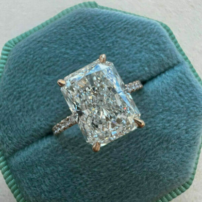 2.43 CT Radiant Hidden Halo Moissanite Engagement Ring