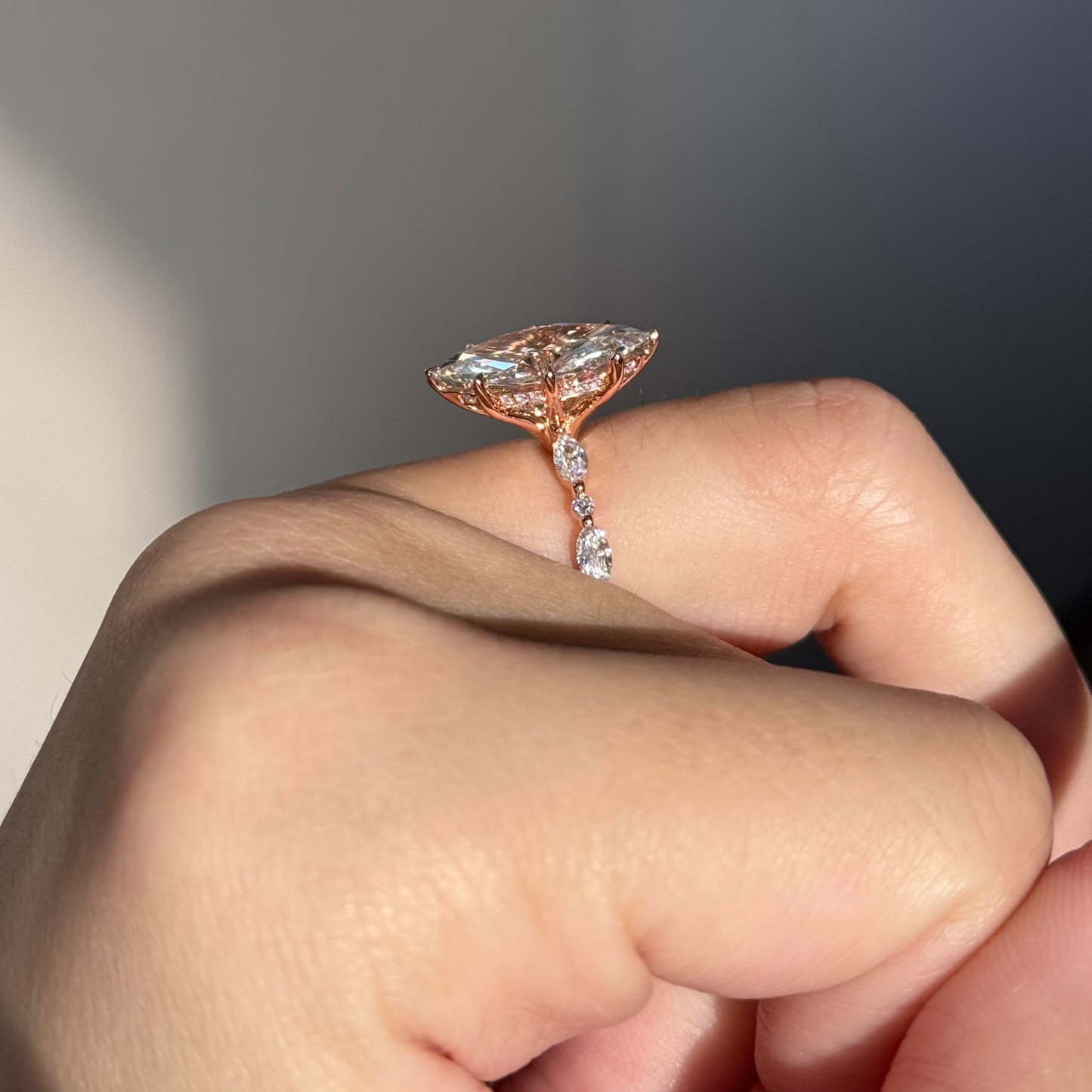 3 CT Marquise Pave Moissanite Engagement Ring