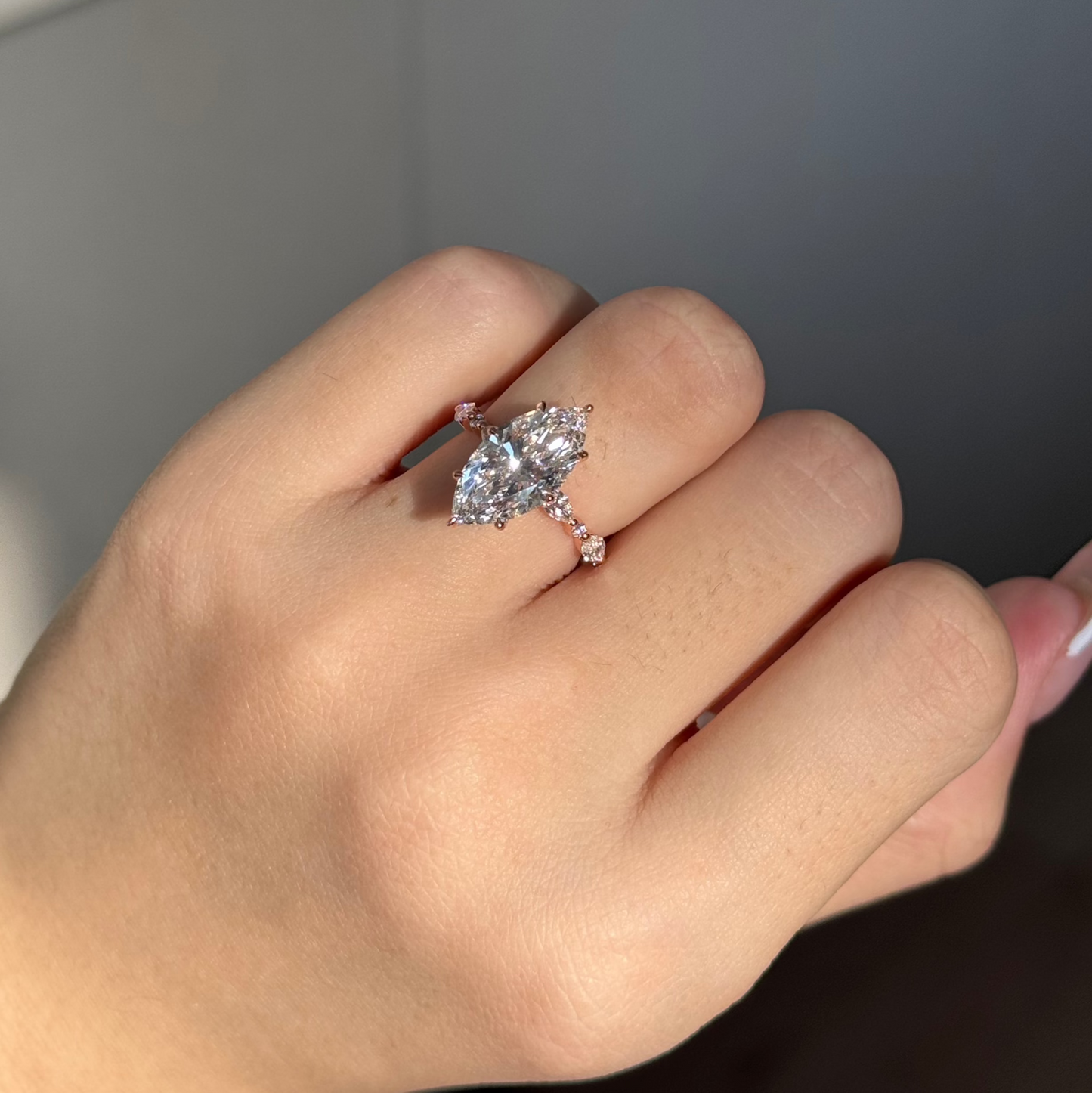 3 CT Marquise Pave Moissanite Engagement Ring