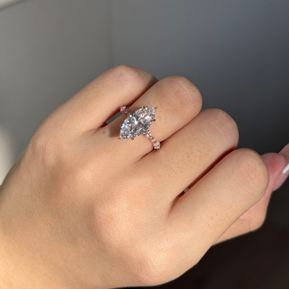 3 CT Marquise Pave Moissanite Engagement Ring