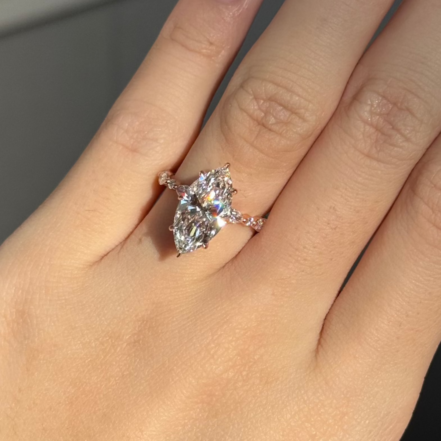 3 CT Marquise Pave Moissanite Engagement Ring