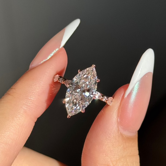 3 CT Marquise Pave Moissanite Engagement Ring