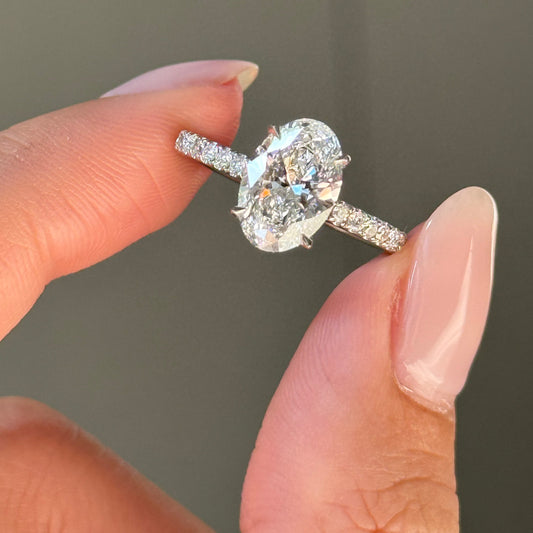 2 CT Oval Pave Moissanite Engagement Ring