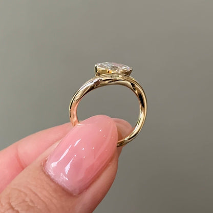 0.71 CT Marquise Half Bezel Moissanite Engagement Ring