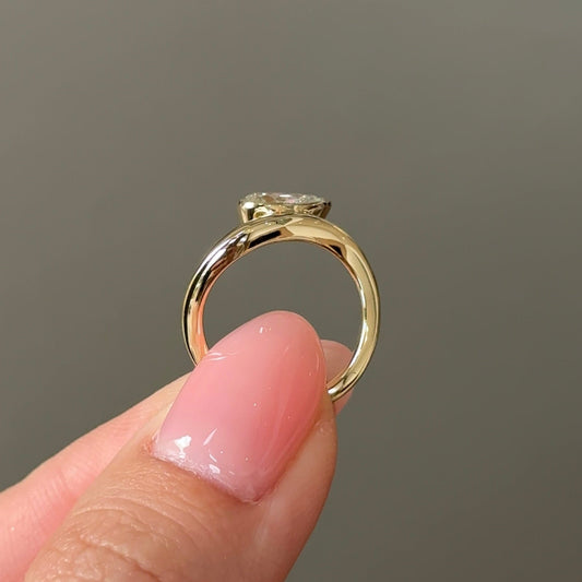 0.79 CT Pear Half Bezel Moissanite Engagement Ring