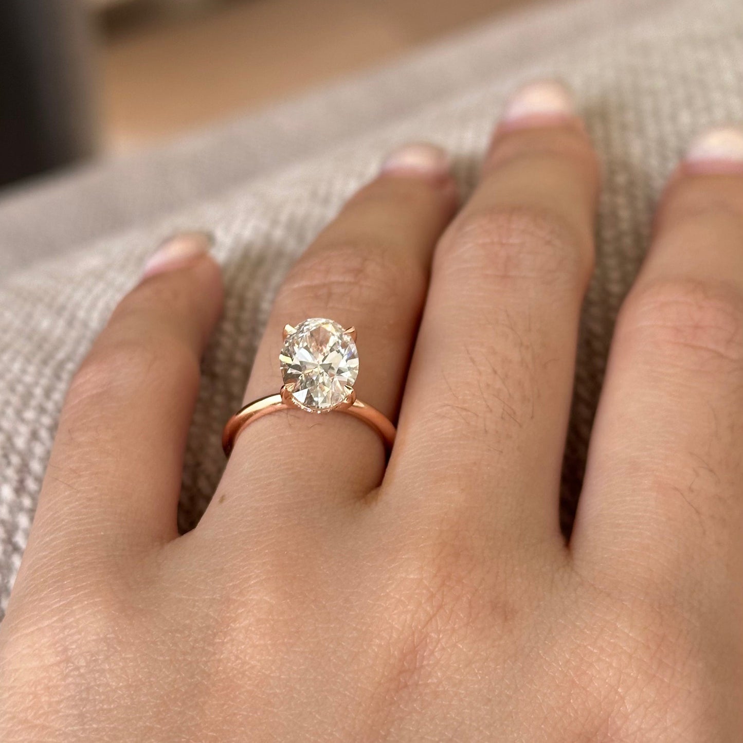 2.5 CT Oval Hidden Halo Moissanite Engagement Ring