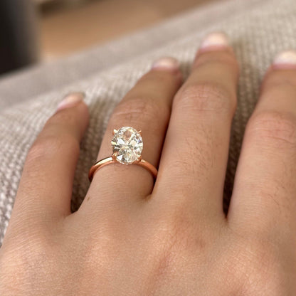 2.5 CT Oval Hidden Halo Moissanite Engagement Ring