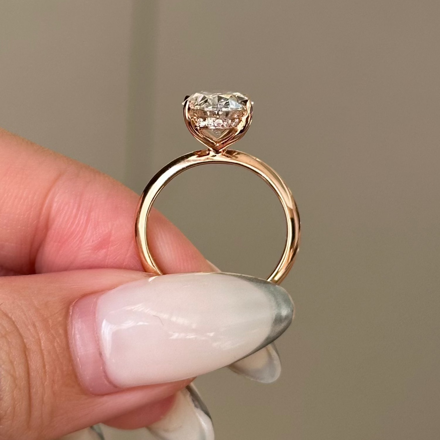 2.5 CT Oval Hidden Halo Moissanite Engagement Ring