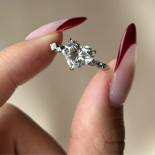 2 CT Heart Pave Moissanite Engagement Ring