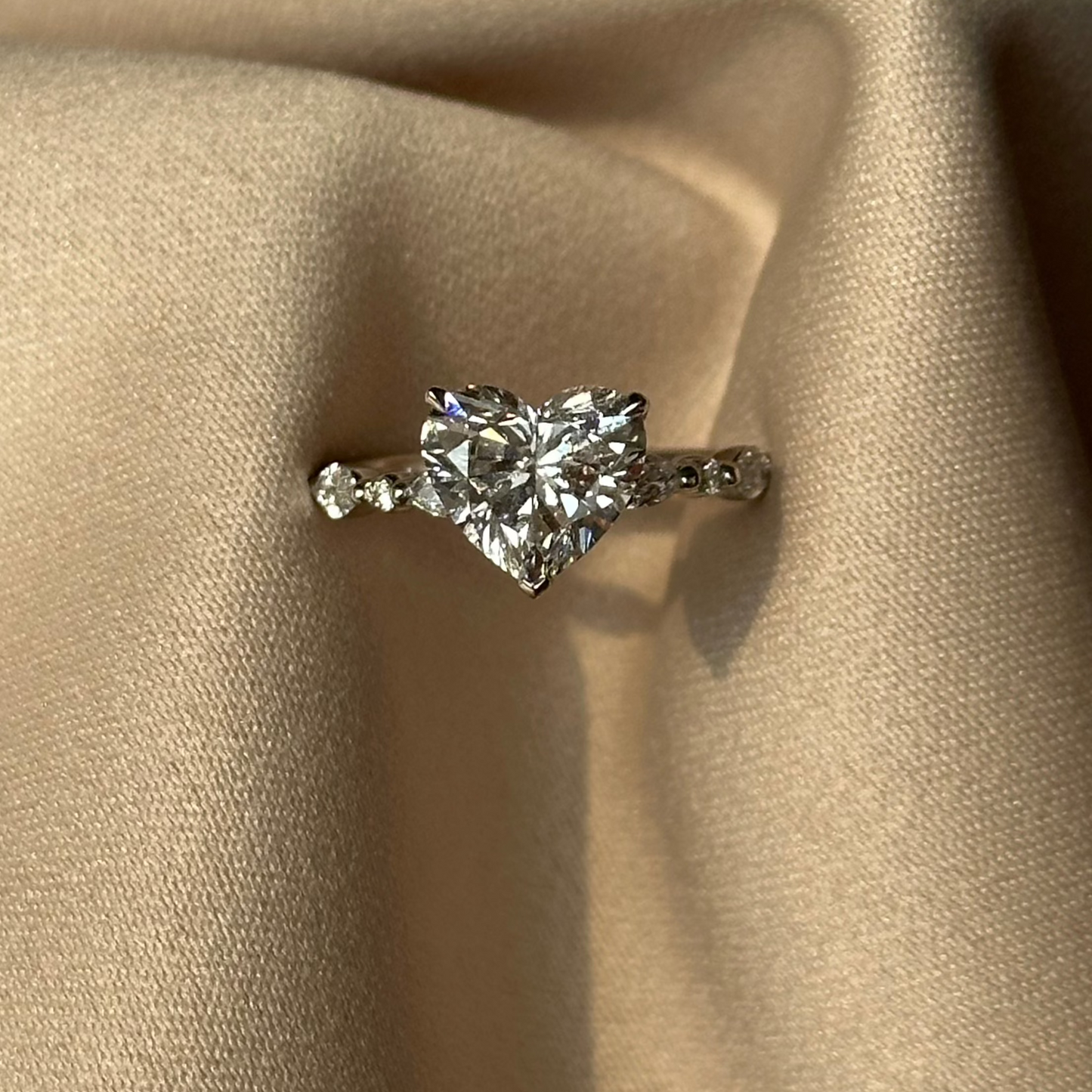 2 CT Heart Pave Moissanite Engagement Ring