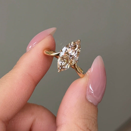 2.79 CT Marquise Solitaire Moissanite Engagement Ring