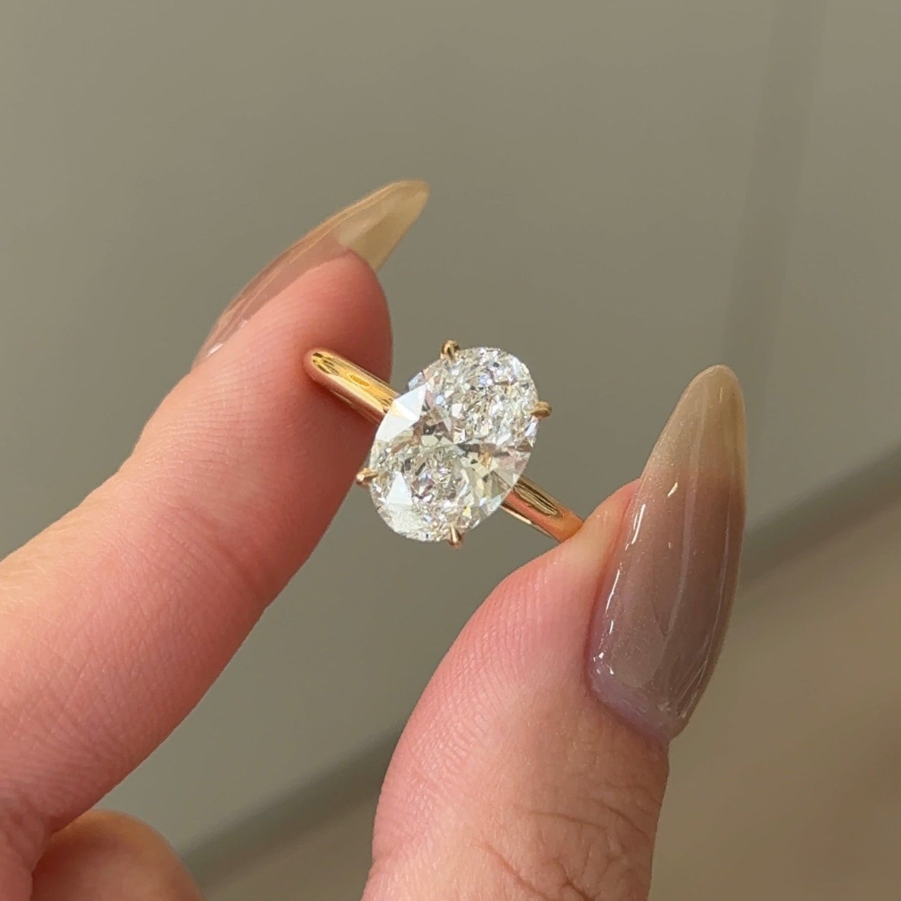 3.06 CT Oval Hidden Halo Moissanite Engagement Ring