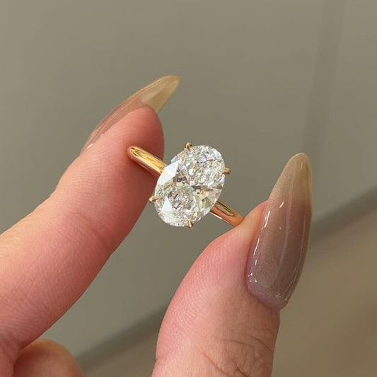 3.06 CT Oval Hidden Halo Moissanite Engagement Ring