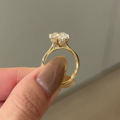 3.06 CT Oval Hidden Halo Moissanite Engagement Ring
