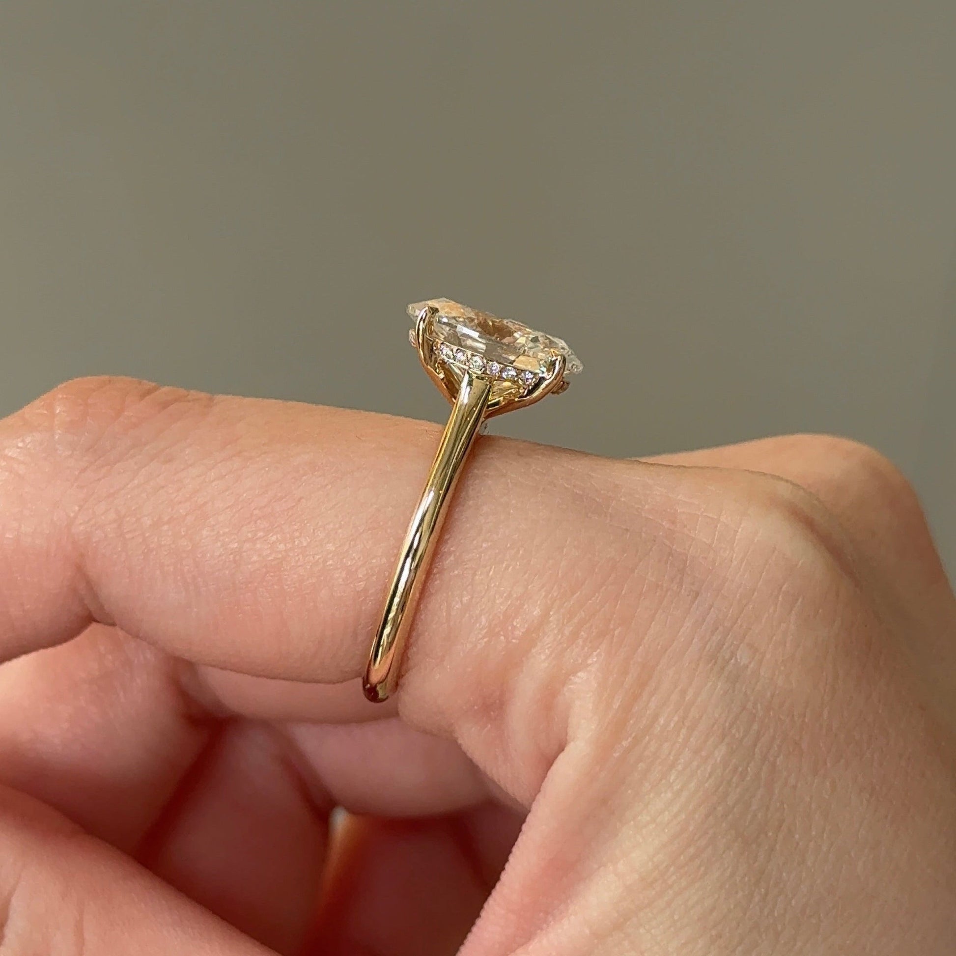 3.06 CT Oval Hidden Halo Moissanite Engagement Ring