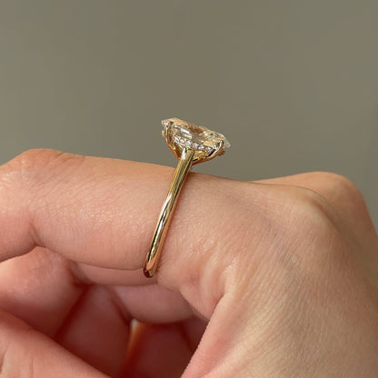 3.06 CT Oval Hidden Halo Moissanite Engagement Ring