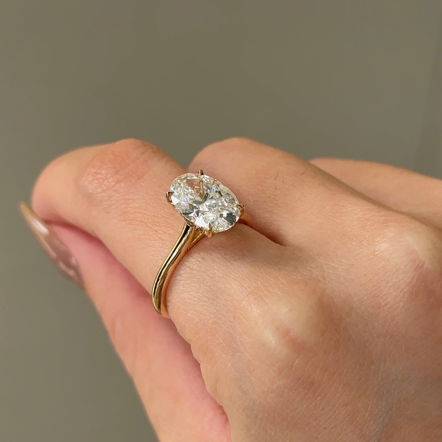 3.06 CT Oval Hidden Halo Moissanite Engagement Ring