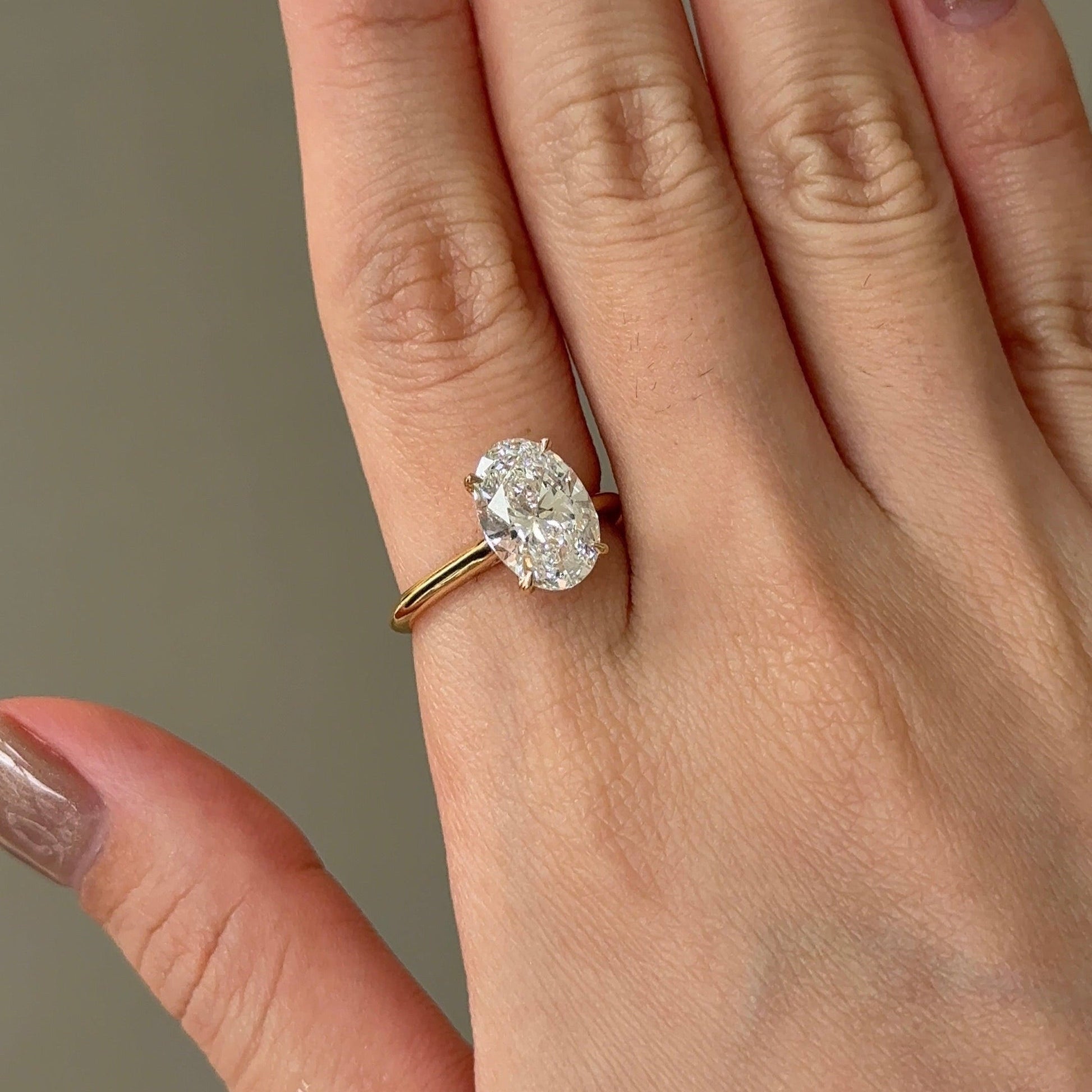 3.06 CT Oval Hidden Halo Moissanite Engagement Ring