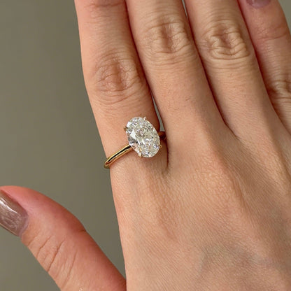 3.06 CT Oval Hidden Halo Moissanite Engagement Ring