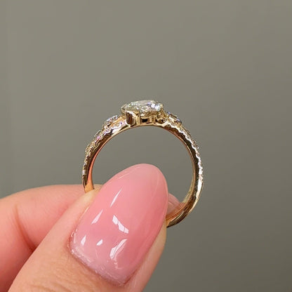 1.09 CT Marquise Curved Pave Moissanite Engagement Ring