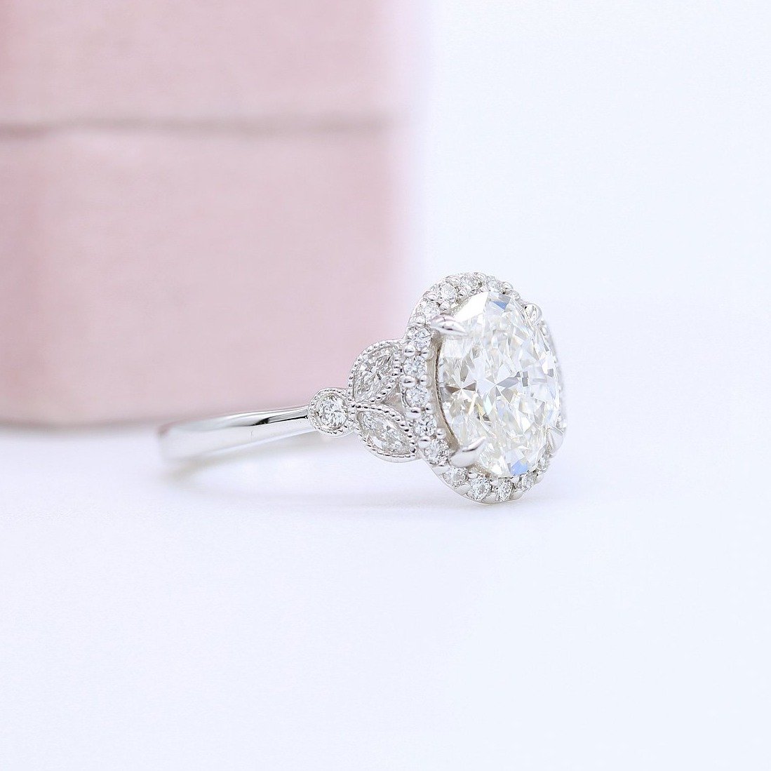 1.33 CT Oval Cluster Moissanite Engagement Ring