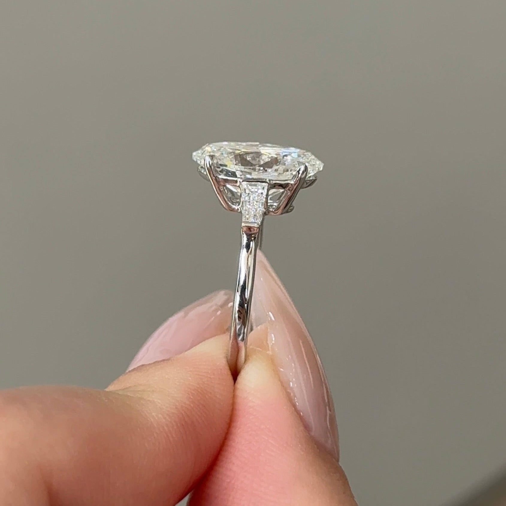 4.04 CT Oval Three Stone Moissanite Engagement Ring