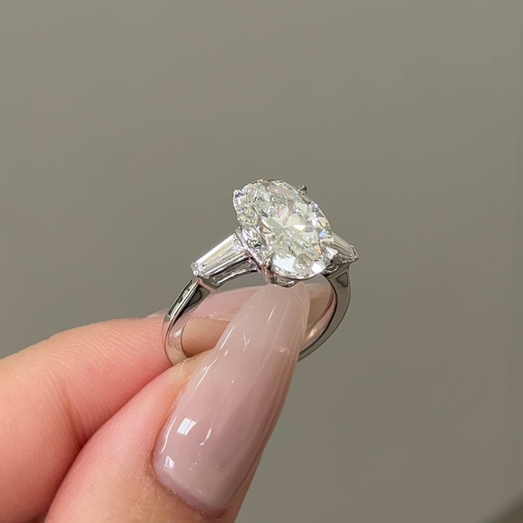 4.04 CT Oval Three Stone Moissanite Engagement Ring