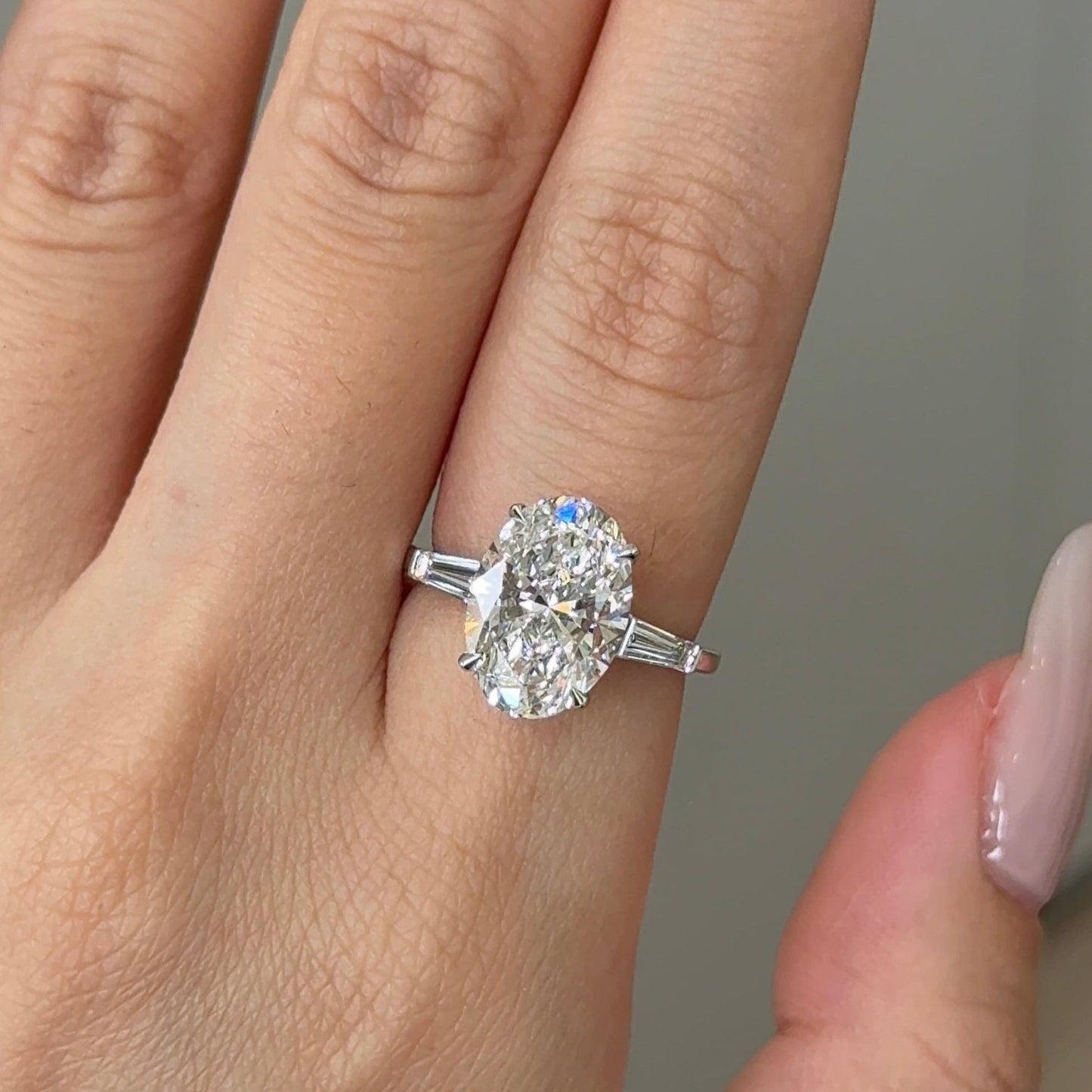 4.04 CT Oval Three Stone Moissanite Engagement Ring