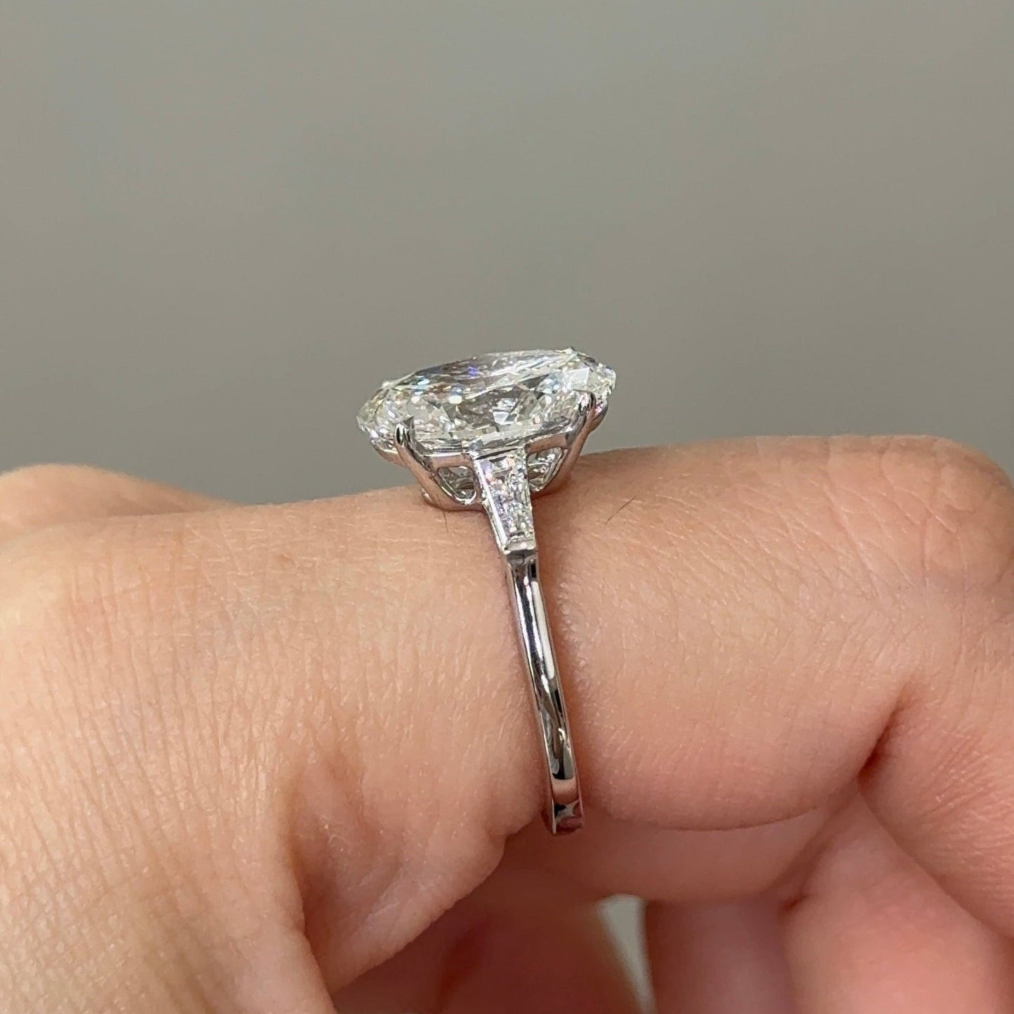4.04 CT Oval Three Stone Moissanite Engagement Ring