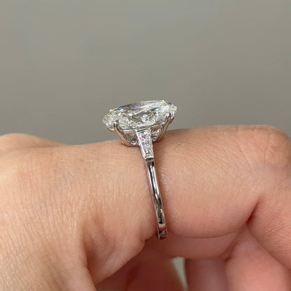 4.04 CT Oval Three Stone Moissanite Engagement Ring