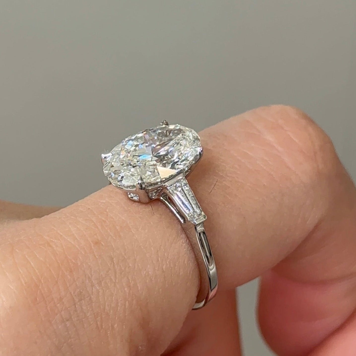 4.04 CT Oval Three Stone Moissanite Engagement Ring