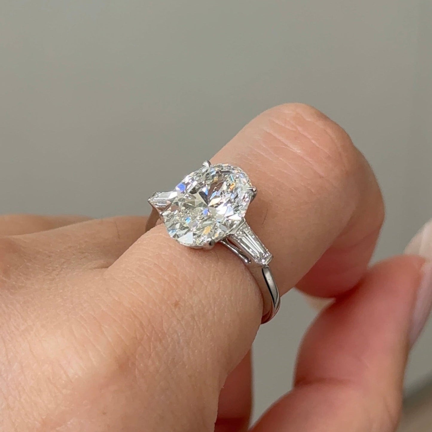 4.04 CT Oval Three Stone Moissanite Engagement Ring