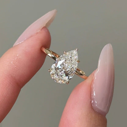 2.06 CT Pear Hidden Halo Moissanite Engagement Ring
