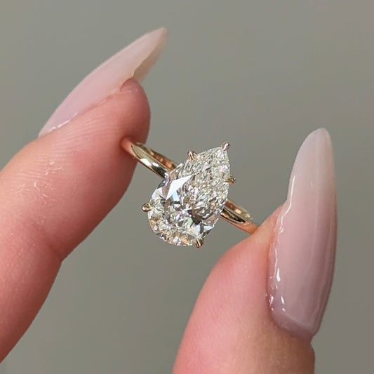 2.06 CT Pear Hidden Halo Moissanite Engagement Ring