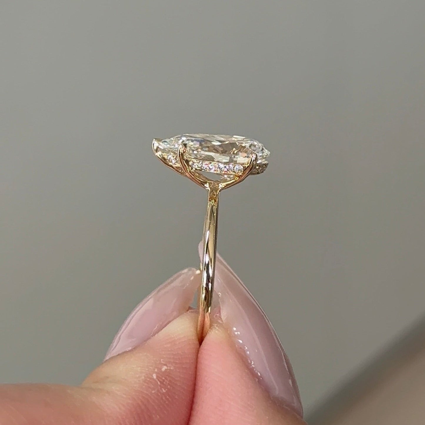 2.06 CT Pear Hidden Halo Moissanite Engagement Ring