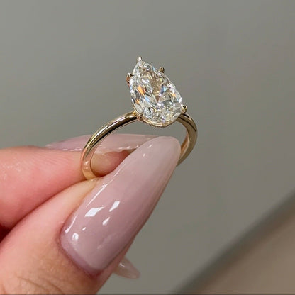 2.06 CT Pear Hidden Halo Moissanite Engagement Ring