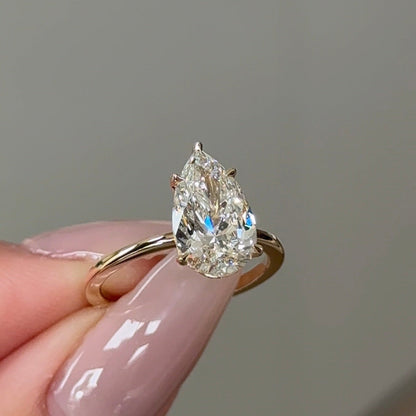 2.06 CT Pear Hidden Halo Moissanite Engagement Ring