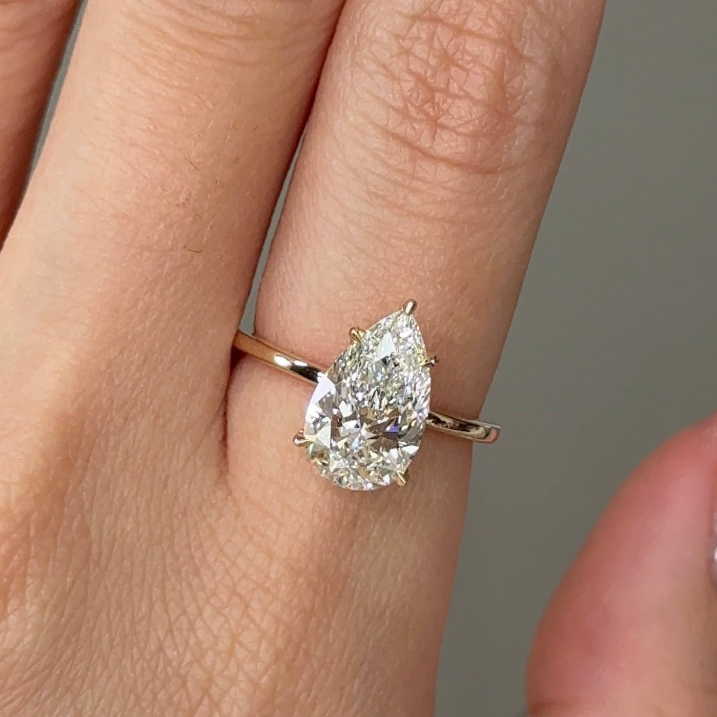 2.06 CT Pear Hidden Halo Moissanite Engagement Ring