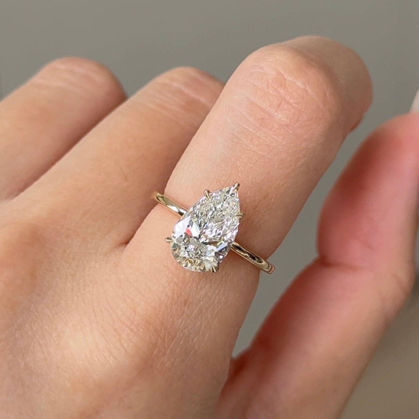 2.06 CT Pear Hidden Halo Moissanite Engagement Ring