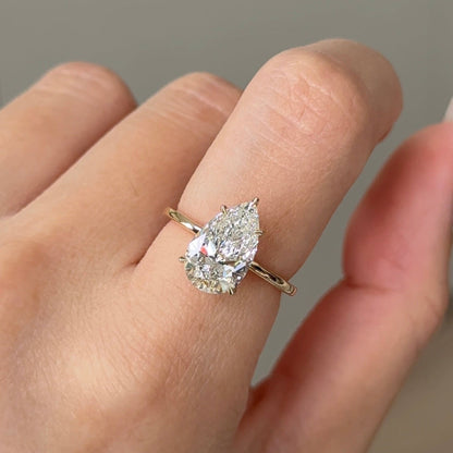 2.06 CT Pear Hidden Halo Moissanite Engagement Ring