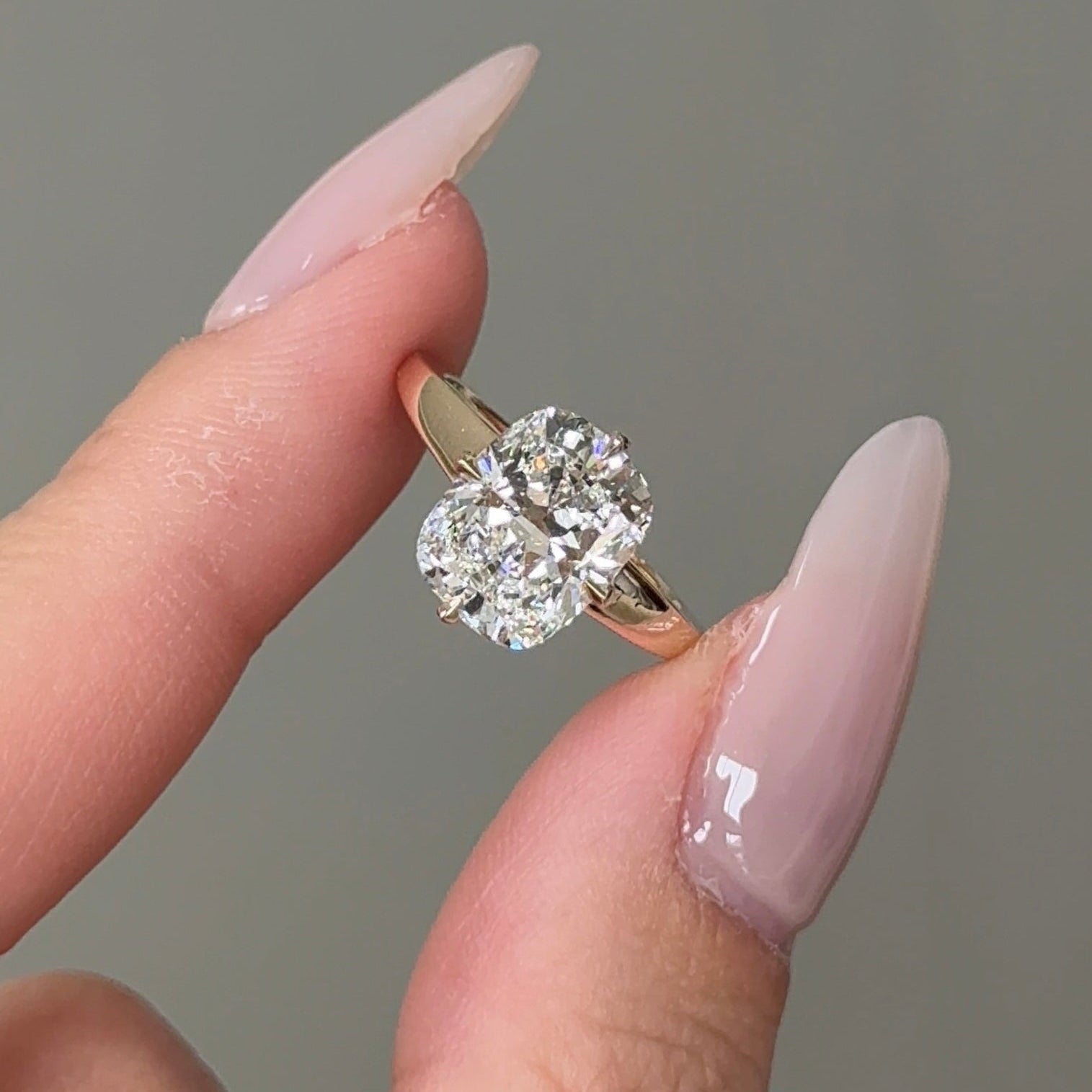 3.1 CT Elongated Cushion Hidden Halo Moissanite Engagement Ring
