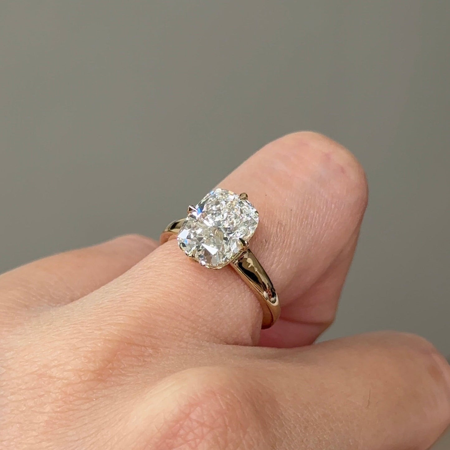 3.1 CT Elongated Cushion Hidden Halo Moissanite Engagement Ring