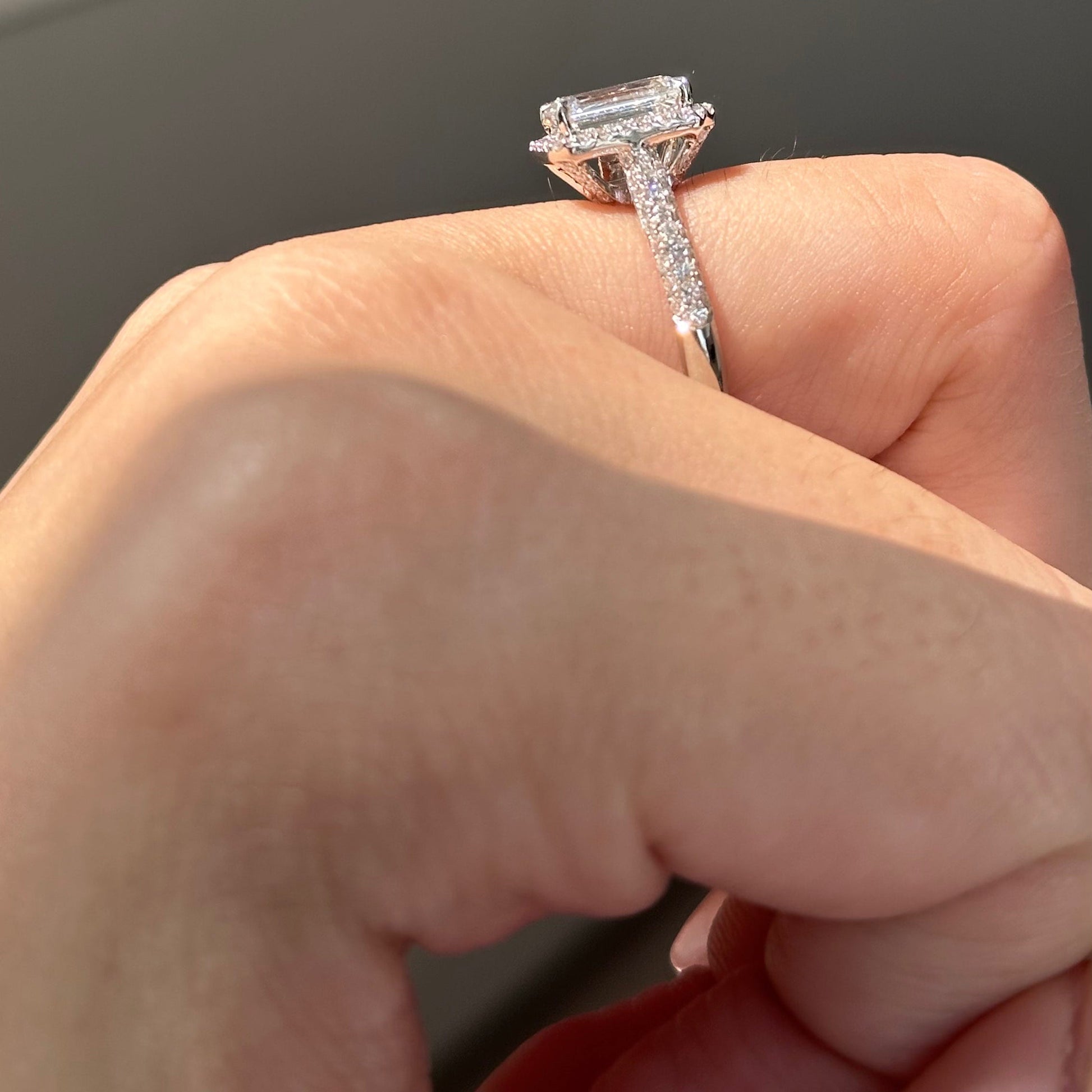 2 CT Emerald Halo & Pave Moissanite Engagement Ring
