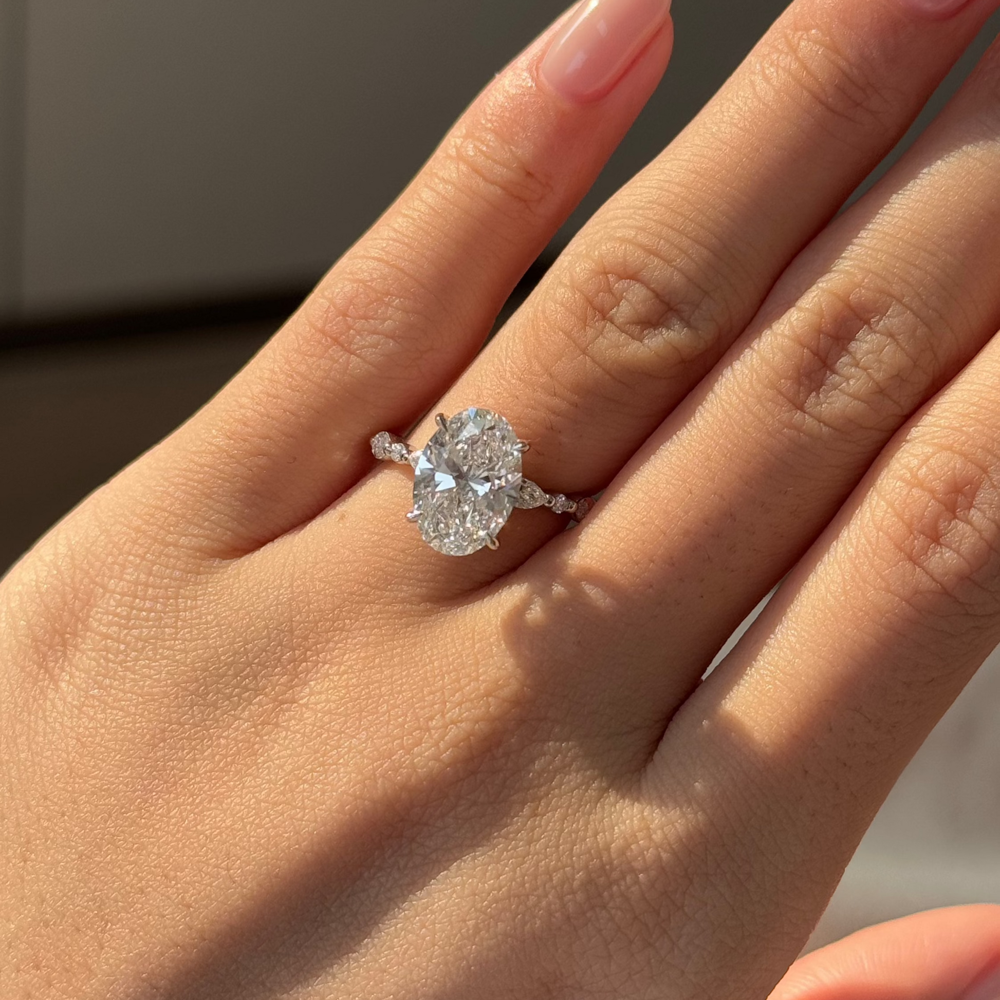 3 CT Oval Pave Moissanite Engagement Ring