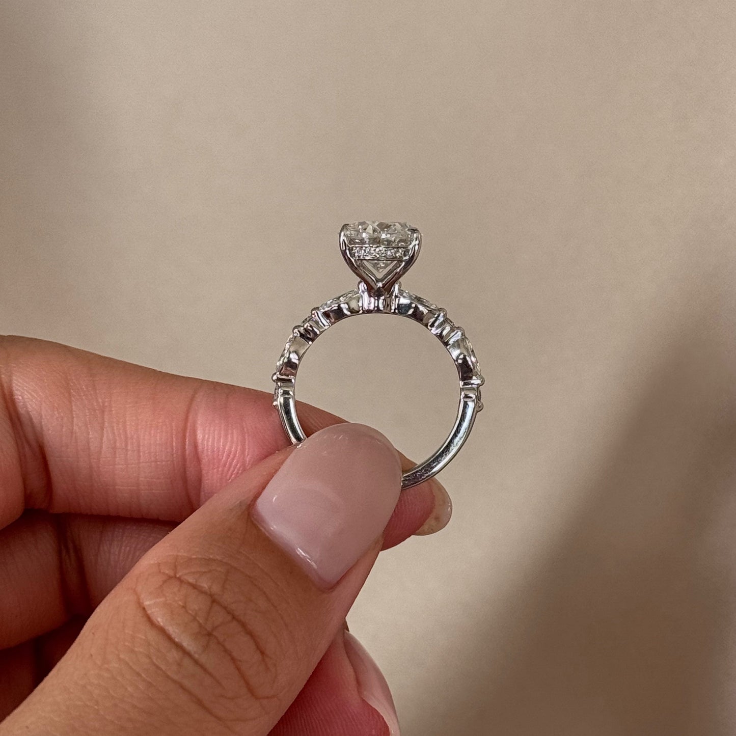 3 CT Oval Pave Moissanite Engagement Ring