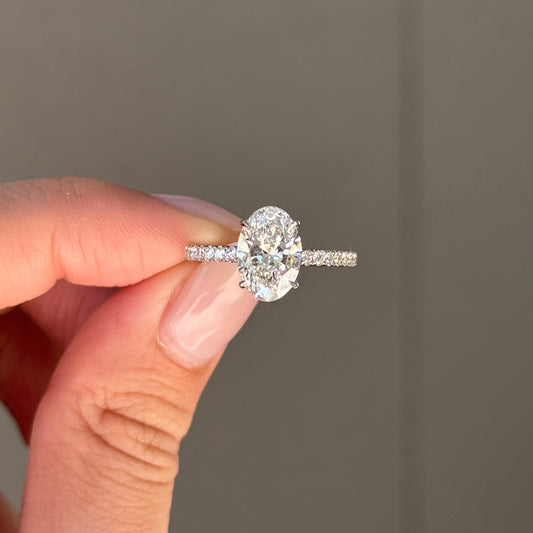 2 CT Oval Pave Moissanite Engagement Ring